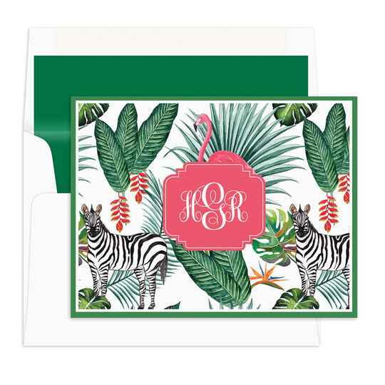 Flamingo and Zebra Folded Note Cards